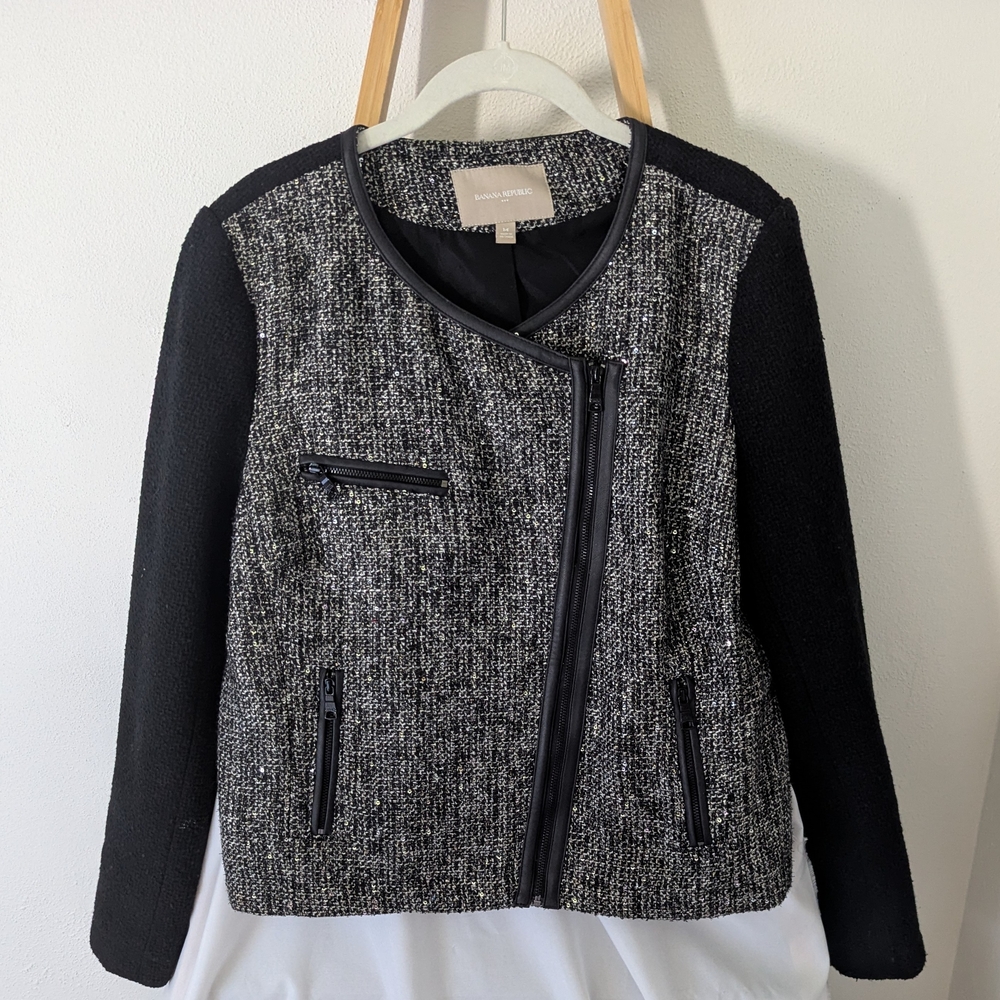 Banana Republic Black and Gray Tweed Blazer